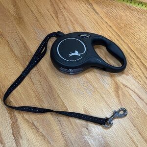 Flexi Black Dog Retractable Leash with Silver Accents
